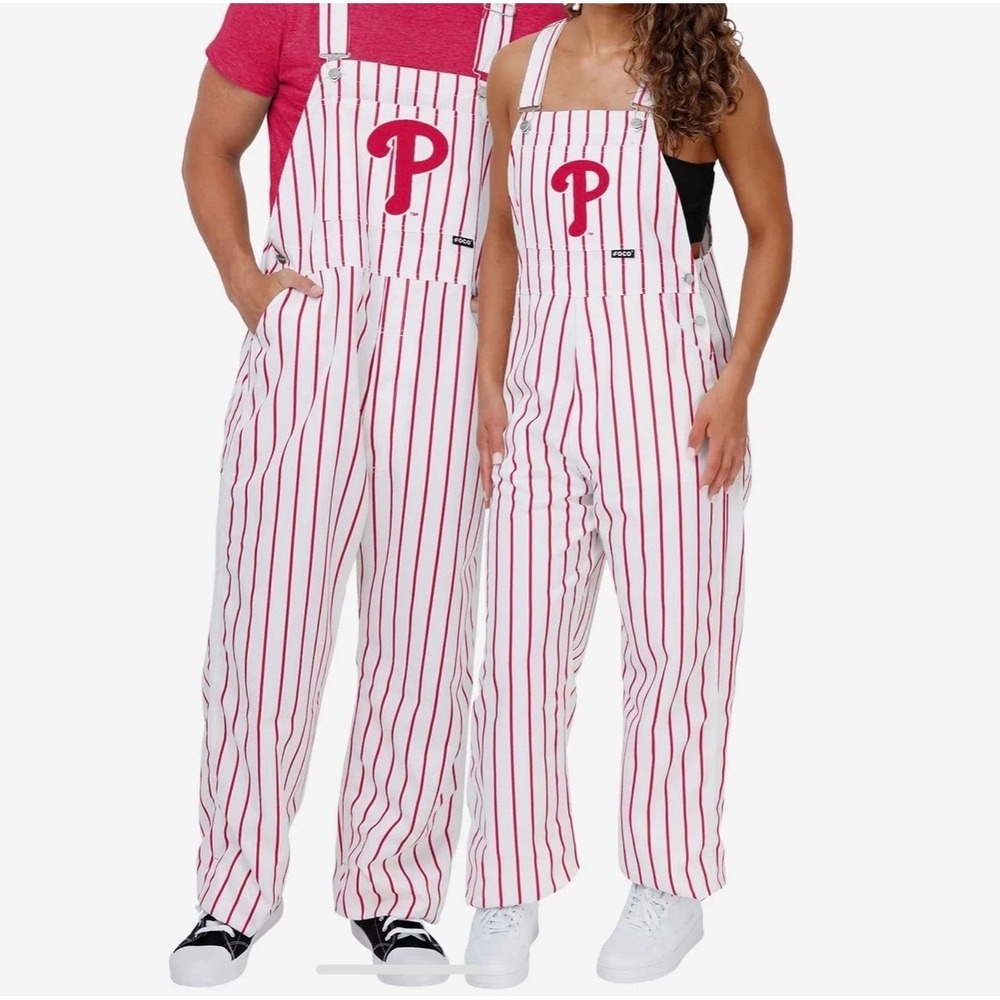 Philadelphia Phillies Red & White Pinstripe Women’s Jeans Overalls